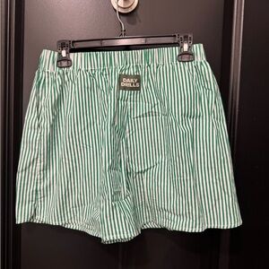 Daily Drills Green and White Striped Women’s Shorts